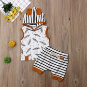 Printed Striped Baby Clothes Set