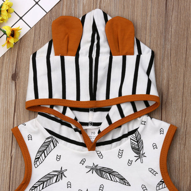 Printed Striped Baby Clothes Set