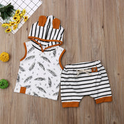 Printed Striped Baby Clothes Set