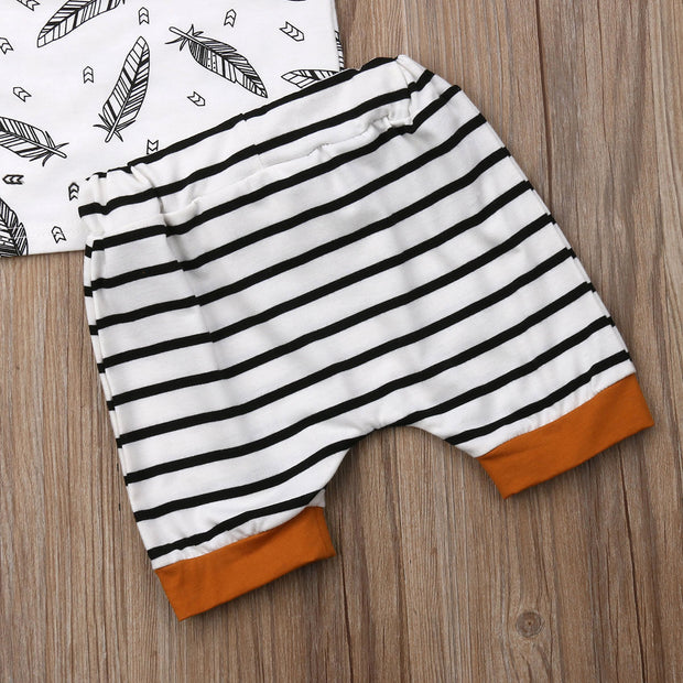 Printed Striped Baby Clothes Set
