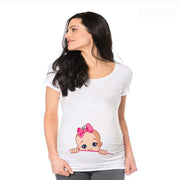 Maternity Short Sleeve Cartoon Print T-Shirt