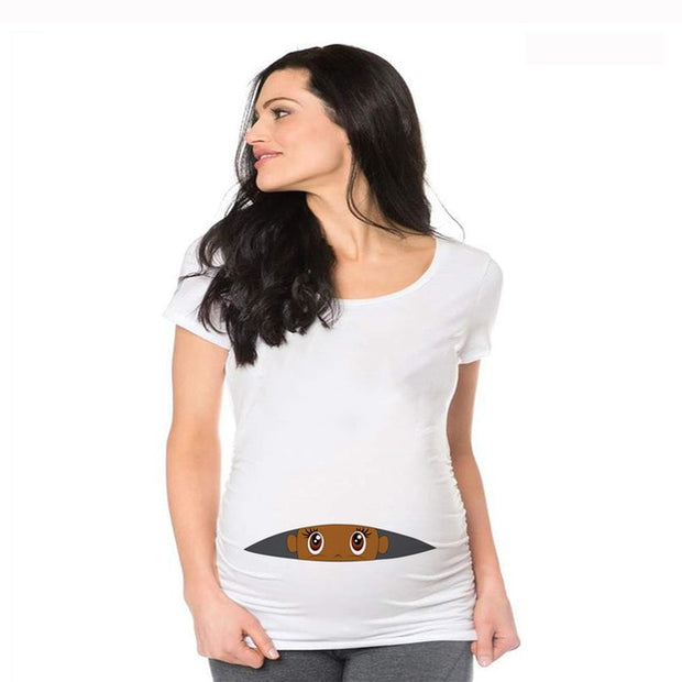 Maternity Short Sleeve Cartoon Print T-Shirt
