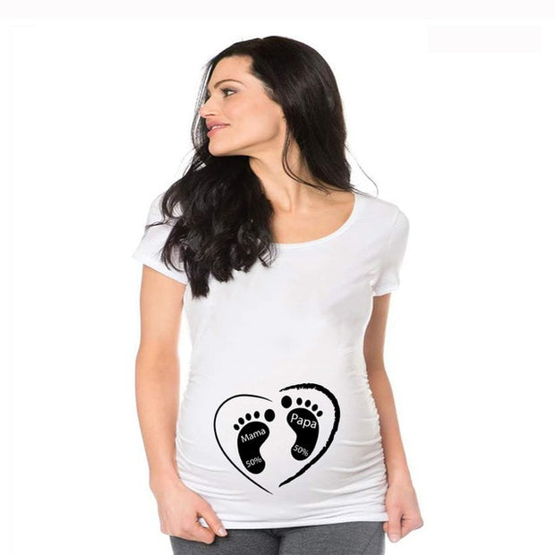 Maternity Short Sleeve Cartoon Print T-Shirt