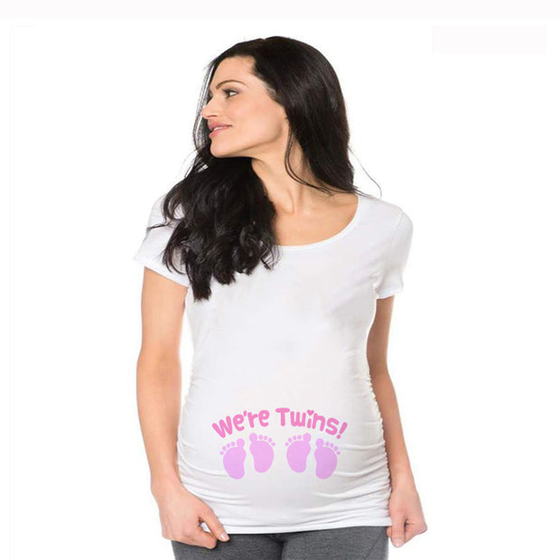 Maternity Short Sleeve Cartoon Print T-Shirt