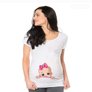 Maternity Short Sleeve Cartoon Print T-Shirt