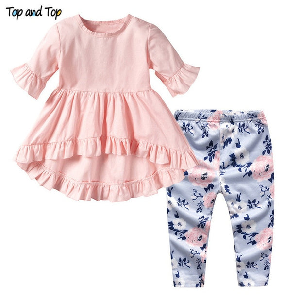 Top and Top baby girls clothing sets 2019 summer infant petal short sleeve t-shirts pants 2pcs toddler newborn girl clothes