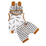 Printed Striped Baby Clothes Set