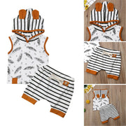 Printed Striped Baby Clothes Set