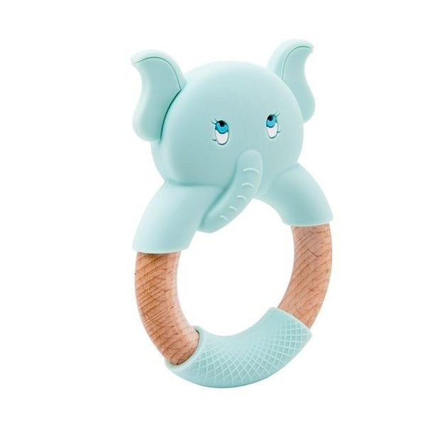 Silicone Wooden Ring Hand Baby Teether