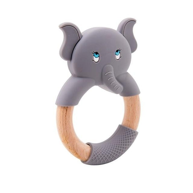Silicone Wooden Ring Hand Baby Teether