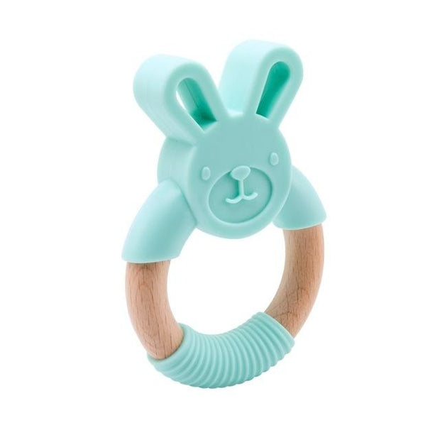 Silicone Wooden Ring Hand Baby Teether
