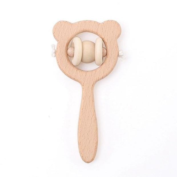 Silicone Wooden Ring Hand Baby Teether