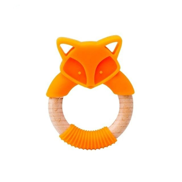 Silicone Wooden Ring Hand Baby Teether