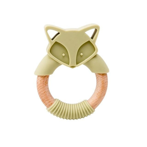 Silicone Wooden Ring Hand Baby Teether