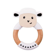 Silicone Wooden Ring Hand Baby Teether