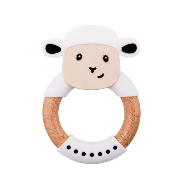 Silicone Wooden Ring Hand Baby Teether