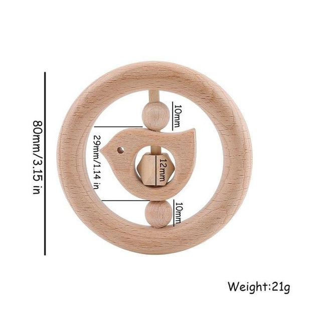 Silicone Wooden Ring Hand Baby Teether