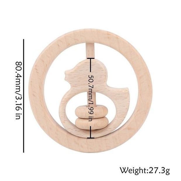 Silicone Wooden Ring Hand Baby Teether