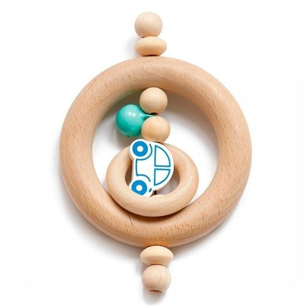 Silicone Wooden Ring Hand Baby Teether