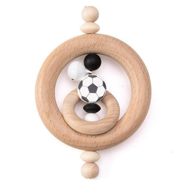 Silicone Wooden Ring Hand Baby Teether