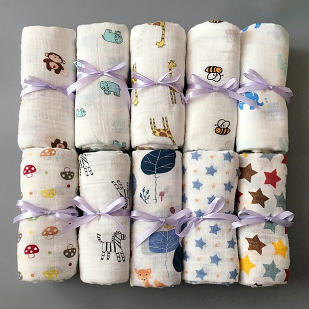 Muslin 100% Cotton Baby Swaddles Soft Newborn Blankets