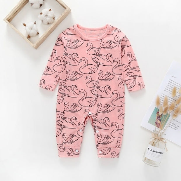 Long Sleeve Unisex  Baby Rompers cute Animal Printed