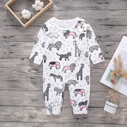 Long Sleeve Unisex  Baby Rompers cute Animal Printed