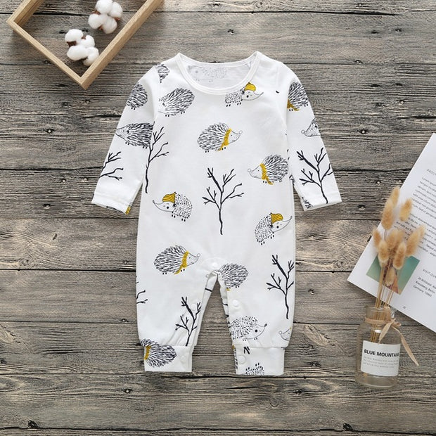 Long Sleeve Unisex  Baby Rompers cute Animal Printed