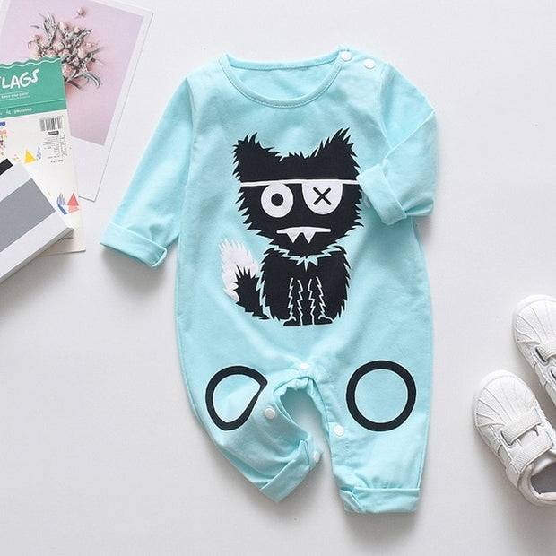 Long Sleeve Unisex  Baby Rompers cute Animal Printed