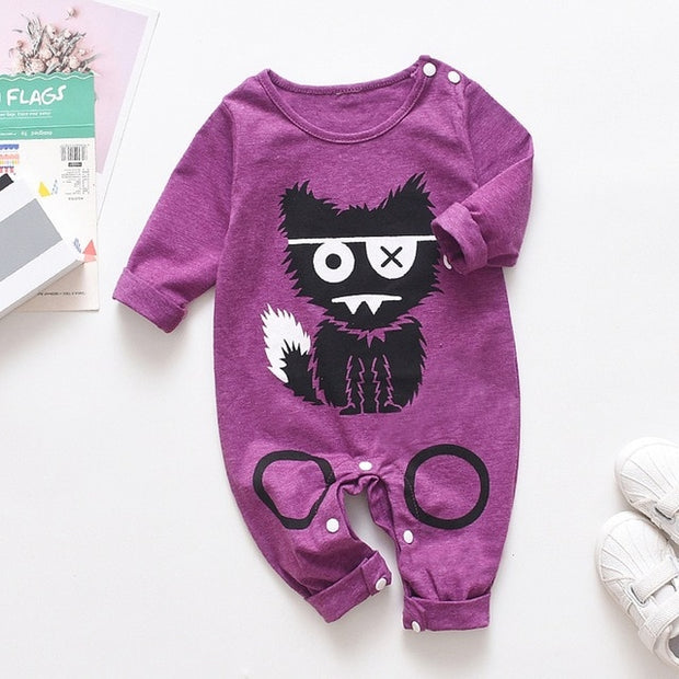 Long Sleeve Unisex  Baby Rompers cute Animal Printed