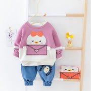 Cute cartoon hoodie+Pants Sets Sports Suit