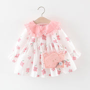 Girl Dress Ruffles Flowers Print