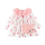 Girl Dress Ruffles Flowers Print