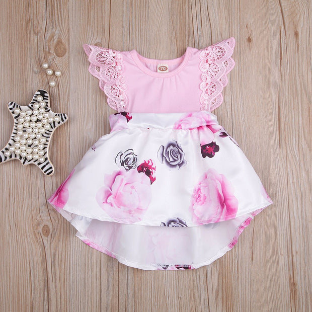 Girl Dress Toddler Infant Baby Girls Dress Floral Print Lace
